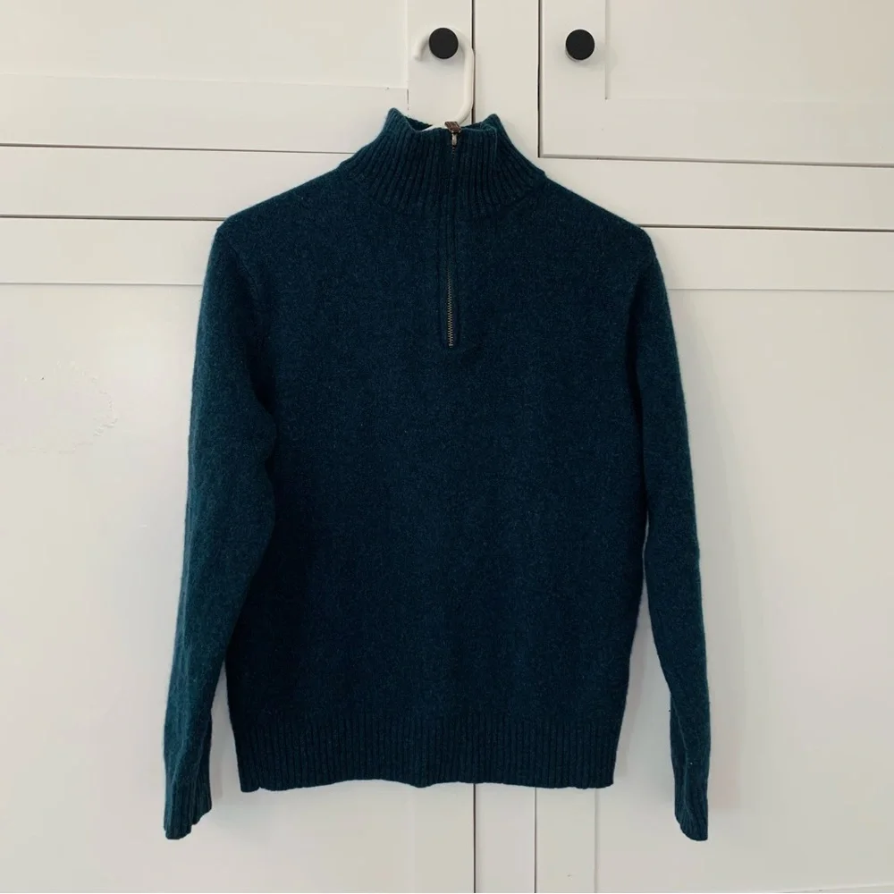 J.Crew Green Lamb’s Wool Half Zip Up Sweater Size Medium